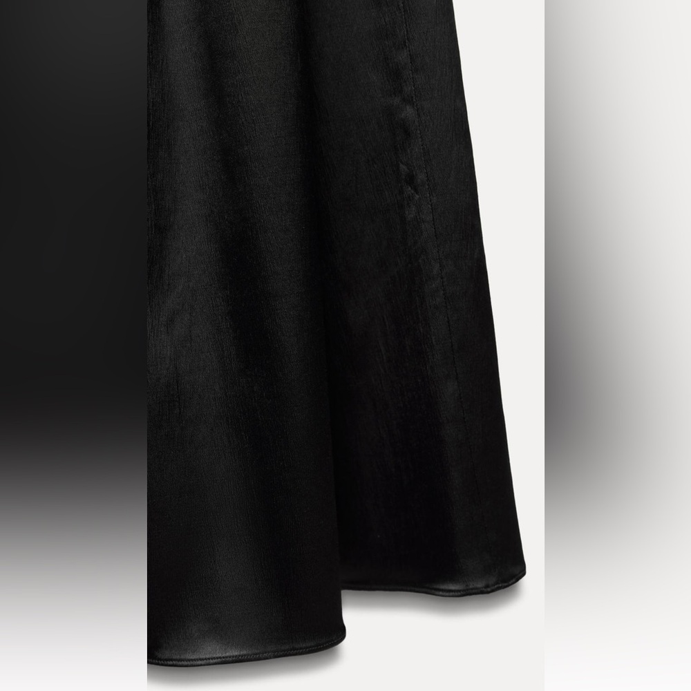 Zara Black Contrast Midi Dress V-neck Dropped waist Tonal fabric size S NWT - Picture 13 of 16